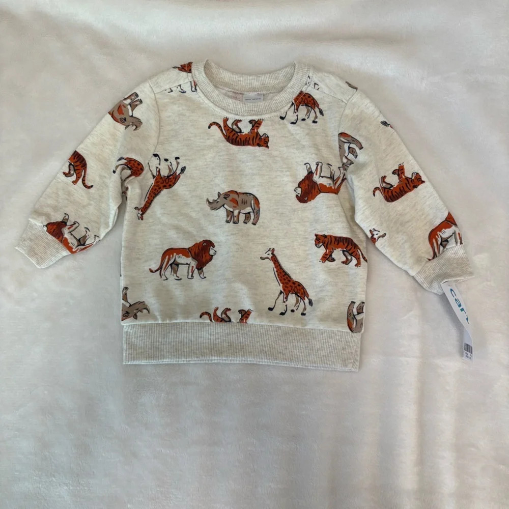 Carters nwt safari animal sweatshirt 6 month baby boy